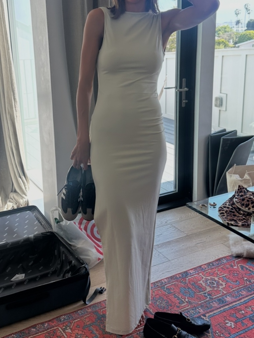 White Fox Open Back Maxi Dress | Stone | Size Small